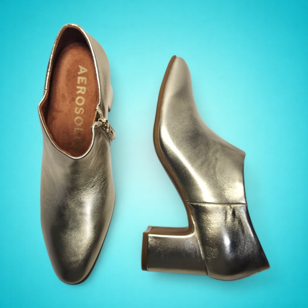 New Women's Aerosoles Gold Metal Leather Melina Shoes, Size 9. Retail for $145 - Picture 7 of 9